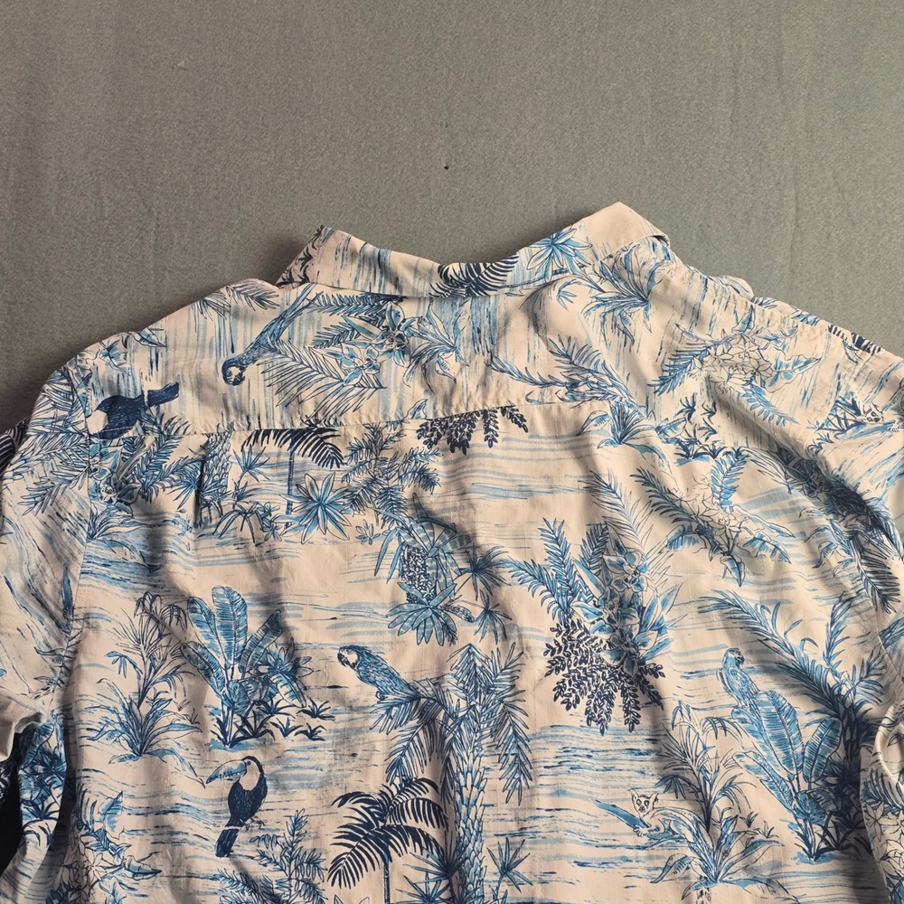 Tommy Bahama Mens 2XLB Blue White Silk Tropical Parrot Toucan Camp Shirt 2XL Big - Picture 15 of 15